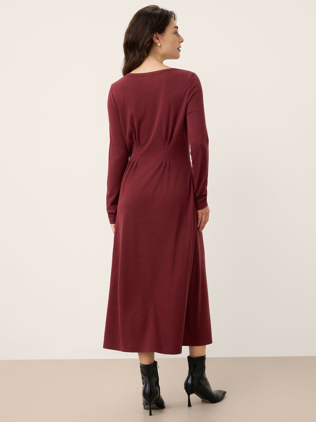 Robe midi Daria en laine et lyocell avec plis inversés sculpturaux
