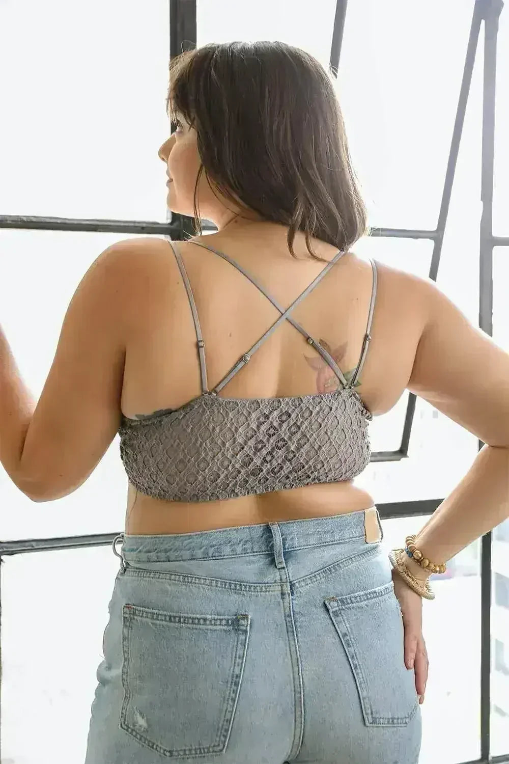 Soutien-gorge long en dentelle crochet grande taille