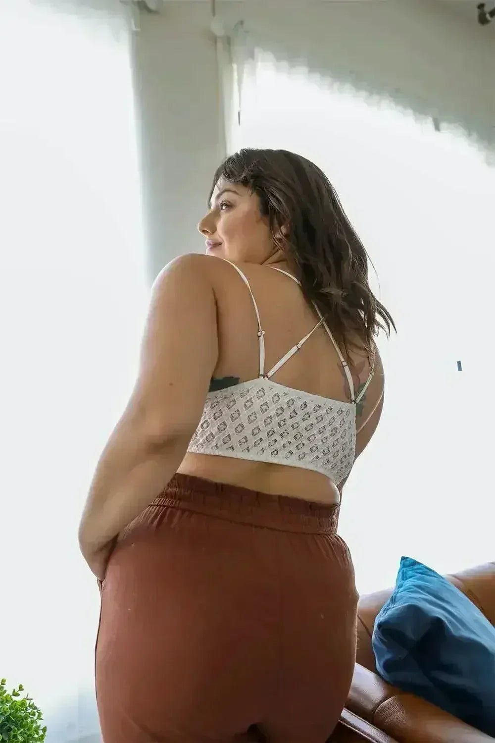 Soutien-gorge long en dentelle crochet grande taille