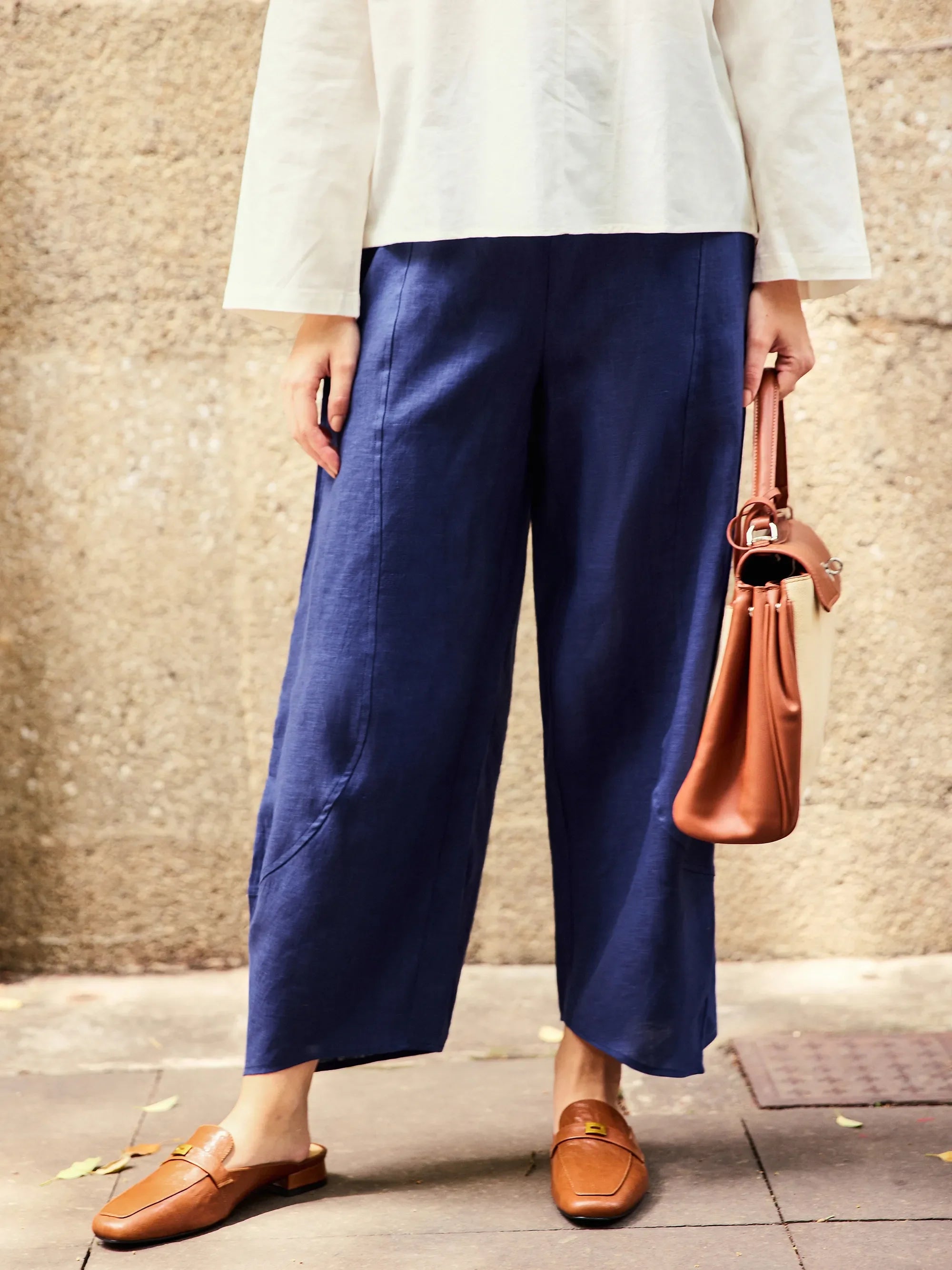 Pantalon classique cheville 100 % lin ZOE