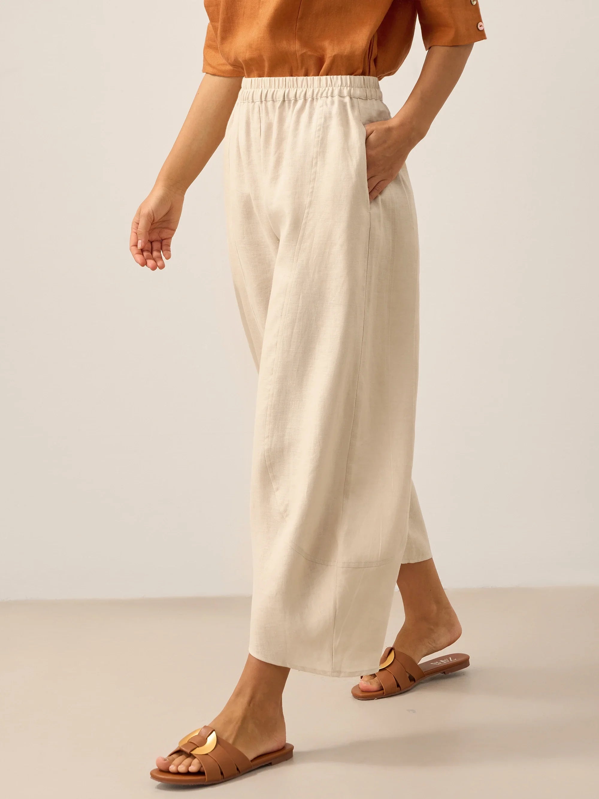 Pantalon classique cheville 100 % lin ZOE