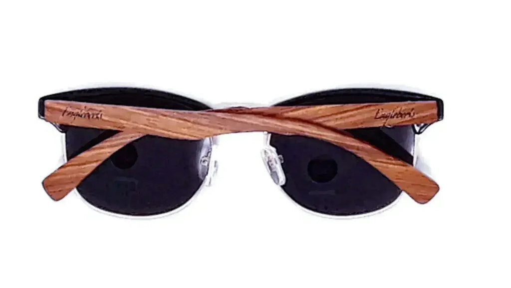 Lunettes de soleil de style Club en bois de noyer véritable avec étui en bambou, polarisées