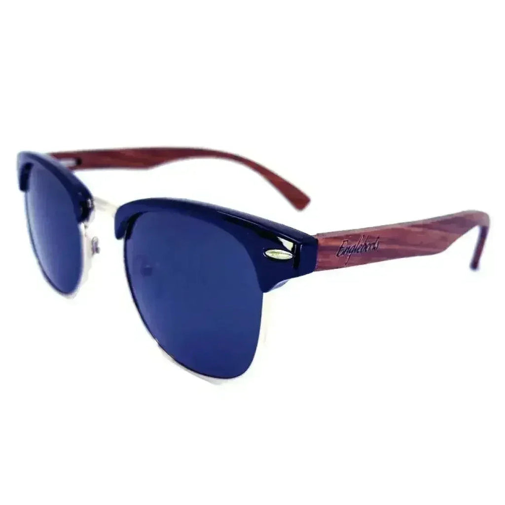 Lunettes de soleil de style Club en bois de noyer véritable avec étui en bambou, polarisées