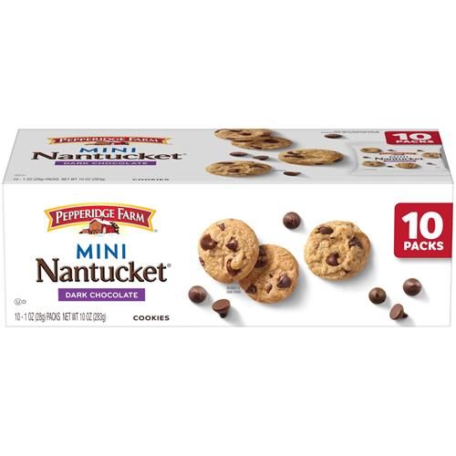 Pepperidge Farm Nantucket Mini Biscuits aux pépites de chocolat noir, sachets collation de 28 g, paquet de 10
