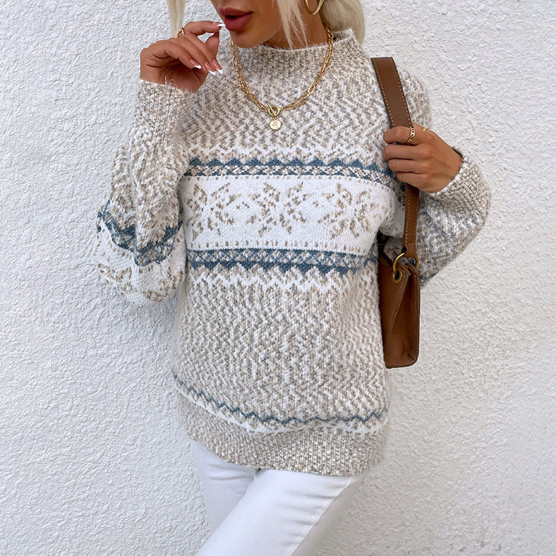 Pull-over flocon de neige pour femme — Haut en tricot douillet pour l'hiver