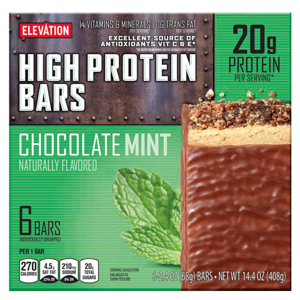 Barres protéinées à la menthe et au chocolat Elevation, 6 unités