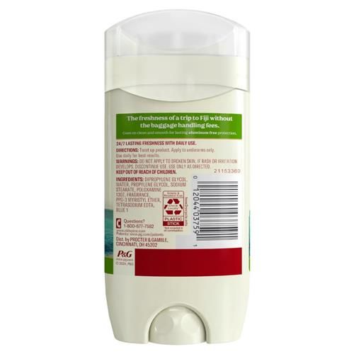 Déodorant Homme Old Spice Sans Aluminium, Fraîcheur Durable 24h/24 et 7j/7 et Parfum Longue Durée, Protection Anti-Transpiration et Anti-Odeurs 24h/24 et 7j/7, Fiji Avec Parfum Palmier + Noix de Coco, 85 g