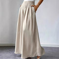 Pantalon large plissé taille haute pour femme – Lin bohème décontracté