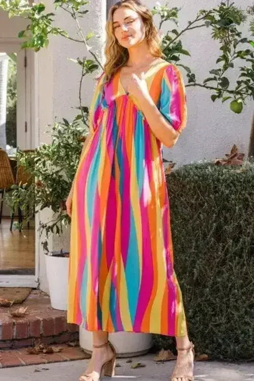Combinaison ODDI à manches bouffantes rayée - Coupe ample à jambes larges