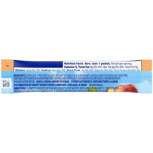 Mélange pour boisson en poudre Crystal Light Thé Glacé à la Pêche Sans Sucre À Emporter, 10 sachets