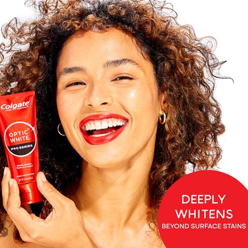 Dentifrice blanchissant Colgate Optic White Pro Series avec 5 % de peroxyde d'hydrogène, prévention des taches, tube de 85 g, paquet de 2