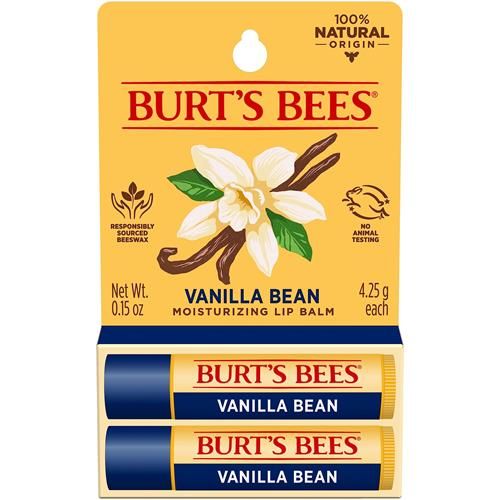 Baume à Lèvres Burt's Bees - Gousse de Vanille, Hydratant pour les Lèvres au Cire d'Abeille d'Origine Responsable, Sans Teinte, Traitement Revitalisant d'Origine Naturelle, 2 Tubes, 4,25 g.
