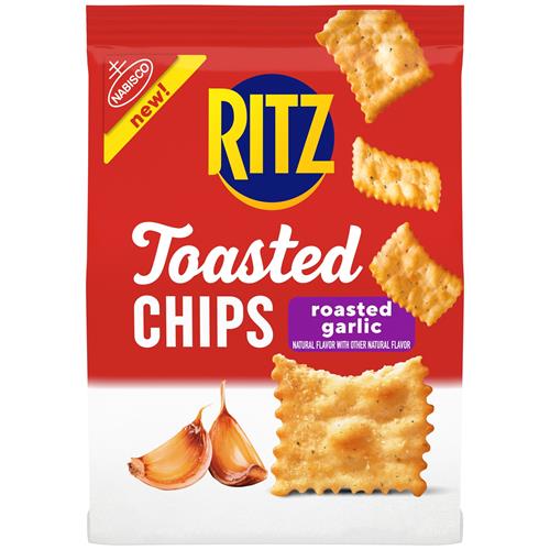 Biscuits Ritz Toasted Chips saveur ail rôti, snacks pour les fêtes, 230 g