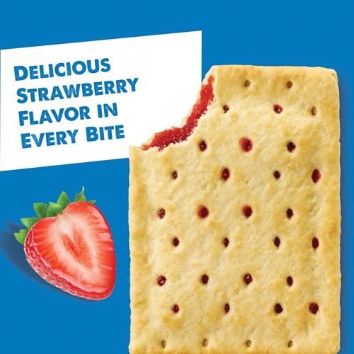 Pop-Tarts Pâtisseries à toaster, aliments pour le petit-déjeuner, goûters pour enfants, fraise non glacée, boîte de 382g (8 Pop-Tarts)