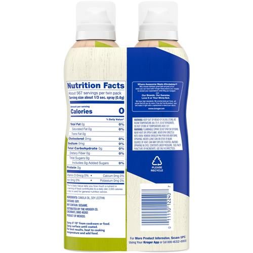 Kroger Huile de canola antiadhésive en vaporisateur, lot de 2, 170 g (6 oz)