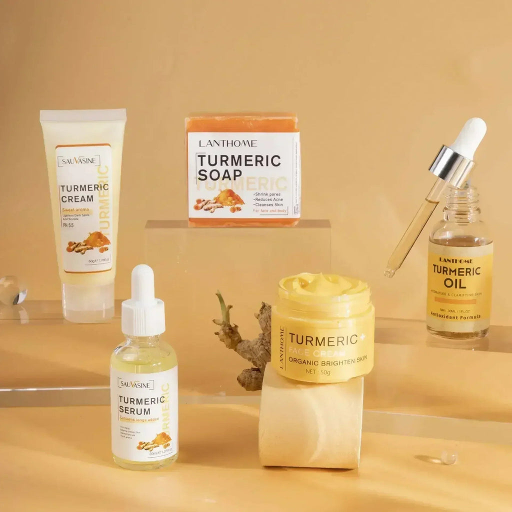 GlowRoot™ – Kit de Soins Visage au Curcuma 5 Pièces pour une Peau Éclatante