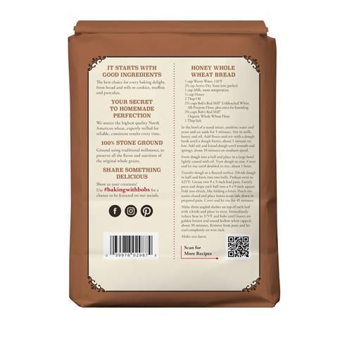 Farine de blé entier biologique, 2,27 kg (paquet de 1) de Bob's Red Mill - Sans OGM, grains entiers, végétalienne, casher