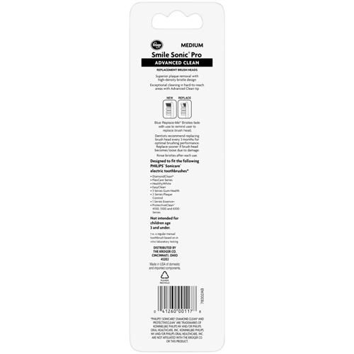 Têtes de brosse de rechange moyennes Kroger Smile Sonic Pro Advanced Clean, 3 unités