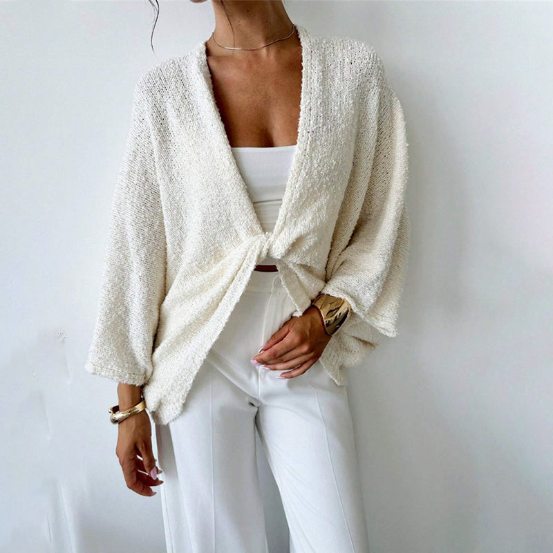Pull en tricot croisé pour femme