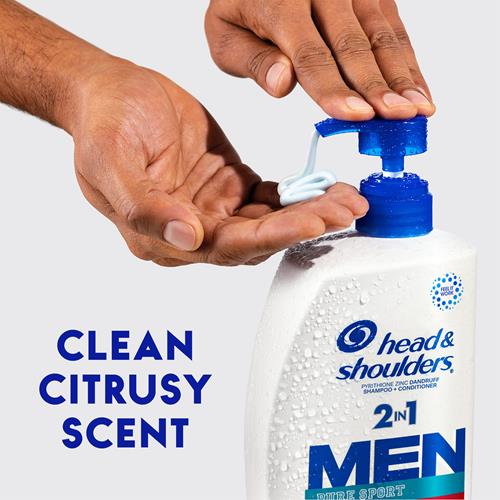 Head and Shoulders Hommes Shampoing et Revitalisant antipelliculaire 2 en 1, Traitement antipelliculaire, Old Spice Pure Sport pour usage quotidien, sans parabène, 834 ml