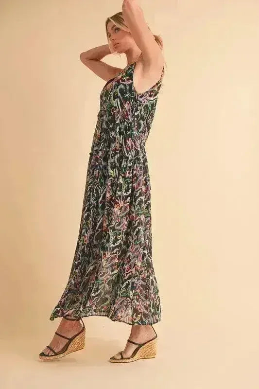 Robe caraco imprimée à volants et encolure en V Aemi + Co