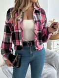 Veste à carreaux boutonnée à manches longues pour femme, confortable, tendance et décontractée, veste simple
