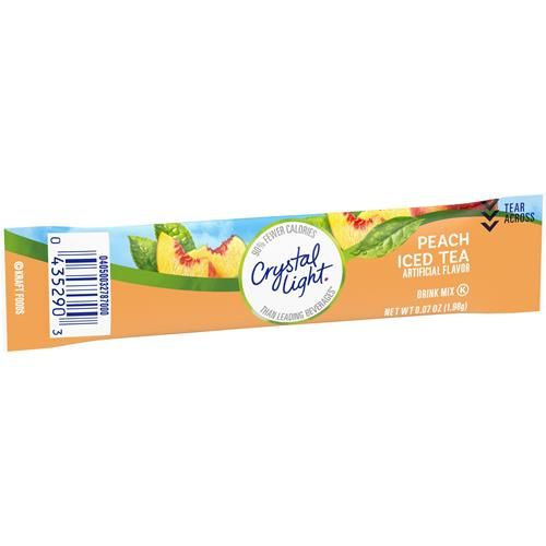 Mélange pour boisson en poudre Crystal Light Thé Glacé à la Pêche Sans Sucre À Emporter, 10 sachets