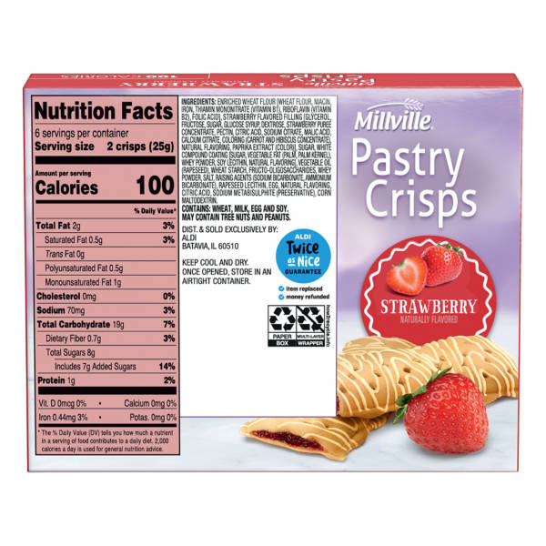 Feuilletés croustillants à la fraise Millville, 6 unités