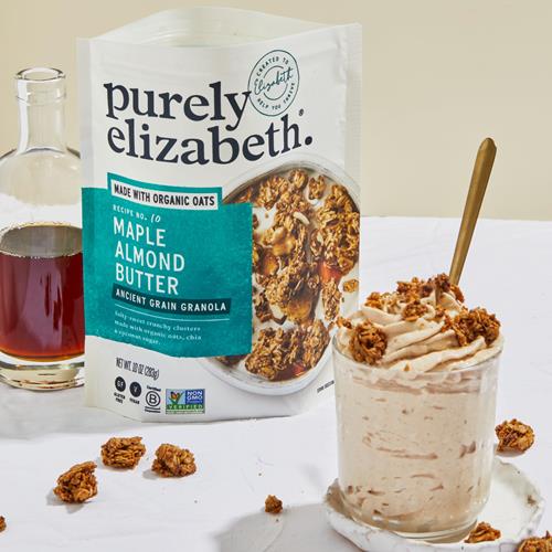 Granola Érable et Beurre d'Amandes Purely Elizabeth, à Base d'Avoine Biologique et de Céréales Anciennes, Sans Gluten, Sans OGM (Sac de 283g)