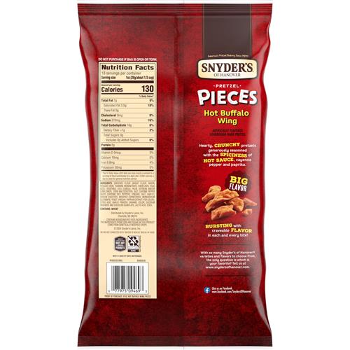 Morceaux de Bretzels Snyders Of Hanover, Ailes de Poulet Buffalo Chaudes, Format Fête, 510 g