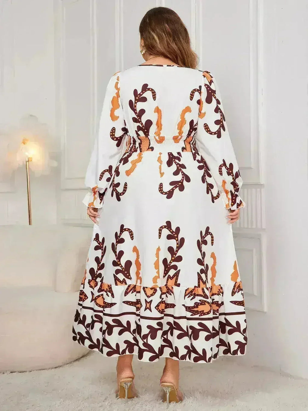 Robe cache-cœur grande taille – Manches à volants et ourlet volanté | Femstylo