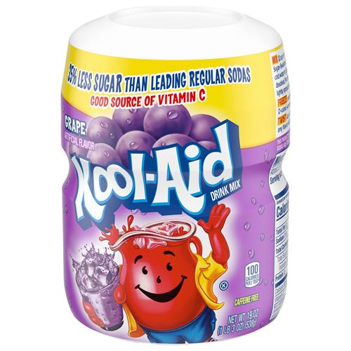 Mélange pour boisson rafraîchissante en poudre Kool-Aid au sucre, saveur raisin, en boîte de 538 g