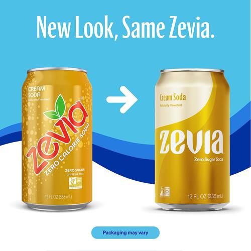 Zevia Zero Sugar Soda, saveur Crème Gazeuse, canette fine de 355 ml