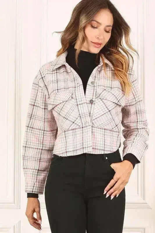 Veste courte à carreaux