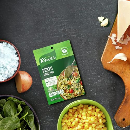 Mélange à sauce Knorr, sauce pesto pour pâtes, pour des repas et accompagnements simples, sans arômes artificiels, sans glutamate monosodique ajouté, 14 g
