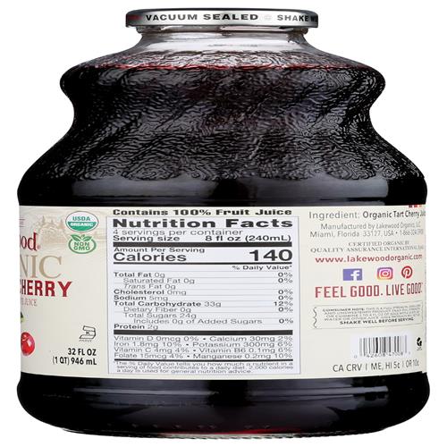 Jus de Cerise Acidulée Bio Pur Lakewood, 946 ml