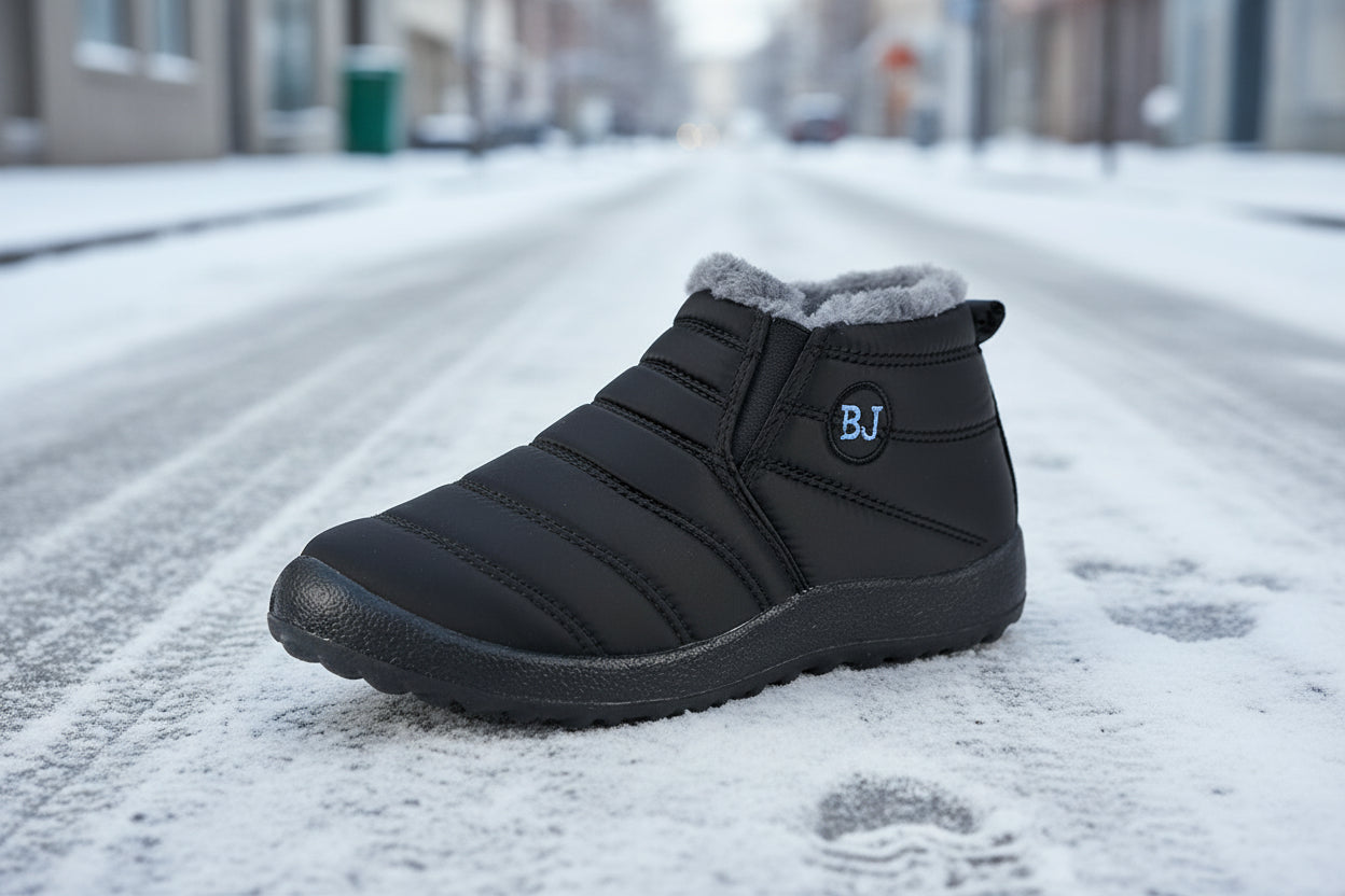Bottines chaudes et rembourrées en coton léger pour femme – Bottines d'hiver antidérapantes et confortables pour l'extérieur