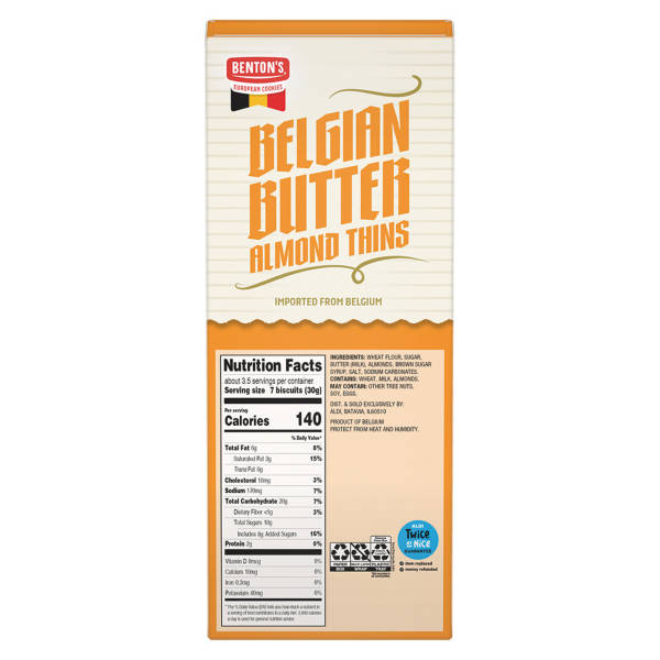 Biscuits fins aux amandes et au beurre belges Benton's, 99,8 g