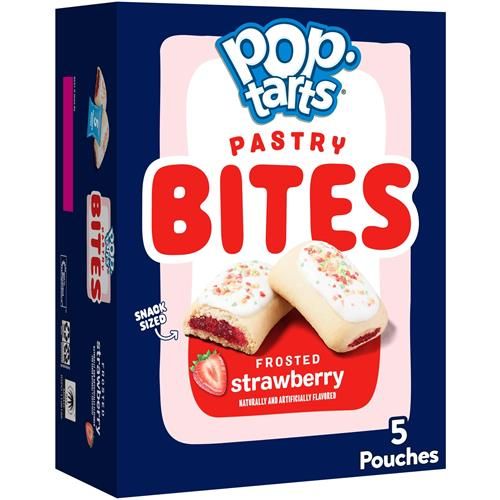 Pop-Tarts Bouchées Pâtissières Cuites, Snacks pour Enfants, Déjeuner Scolaire, Fraise Givrée, Boîte de 198g (5 Sachets)