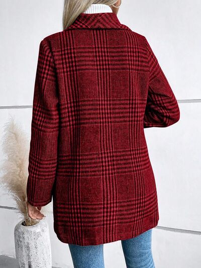 Veste boutonnée à col écossais et manches longues pour femme – Un vêtement d'extérieur classique et léger pour tous les jours