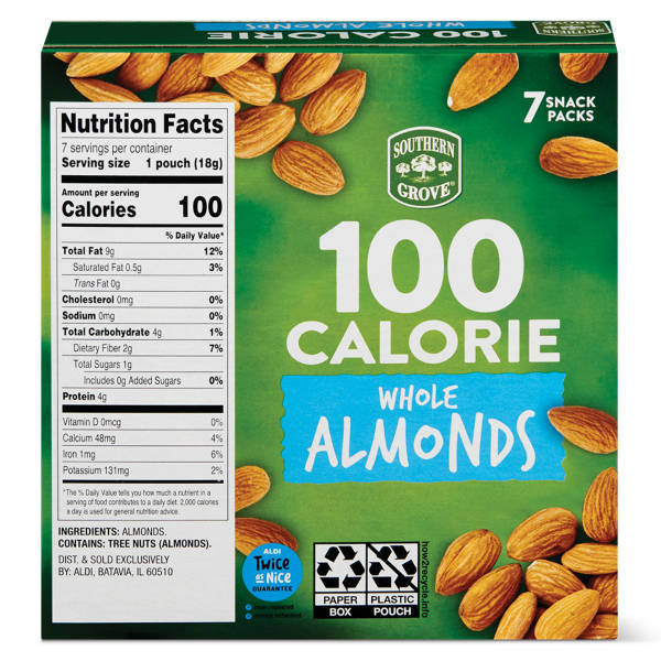 Southern Grove Sachet collation amandes entières 100 calories, 125 g