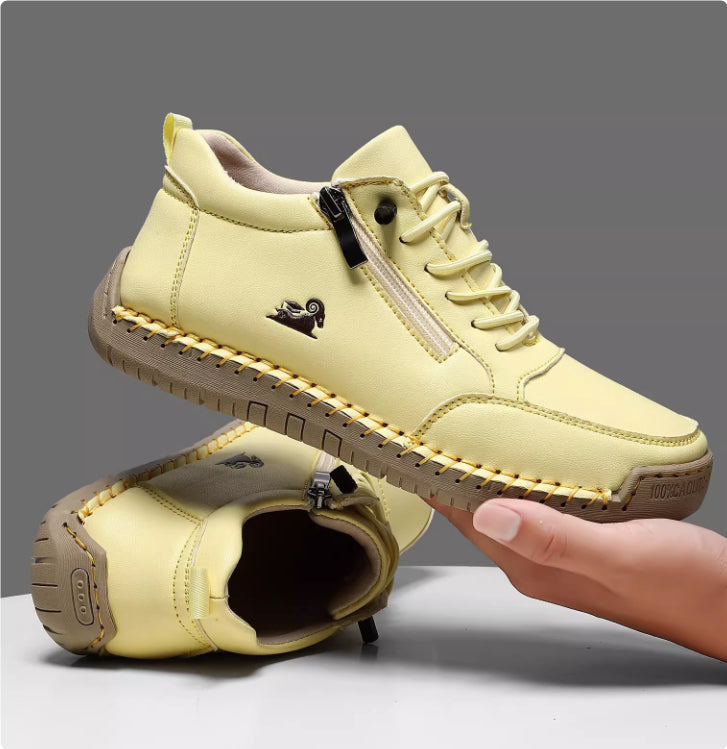 Chaussures plates cousues faites à la main pour femmes – Ballerines décontractées à lacets et semelle souple