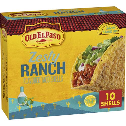 Coquilles à tacos Old El Paso Stand ‘N Stuff, saveur Ranch Piquant, croustillantes de maïs sans gluten, 10 unités, 153 g