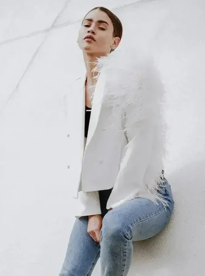 Blazer Lydia en plumes d'autruche