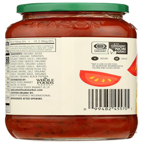 Sauce Marinara Biologique Whole Foods Market, 708 g