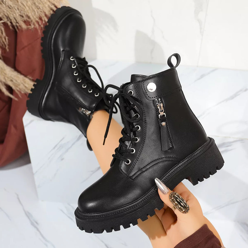Bottes à talons carrés et bout rond avec talon confortable