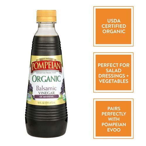 Vinaigre Balsamique Biologique Gourmet de Pompéien, Parfait pour les Vinaigrettes, Marinades et Légumes, Non-Allergène, Sans OGM, 473 ml