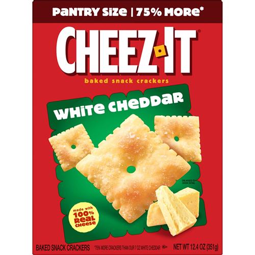Craquelins au fromage Cheez-It, craquelins-collation cuits au four, collations pour le déjeuner, cheddar blanc, boîte de 351 g (1 boîte)