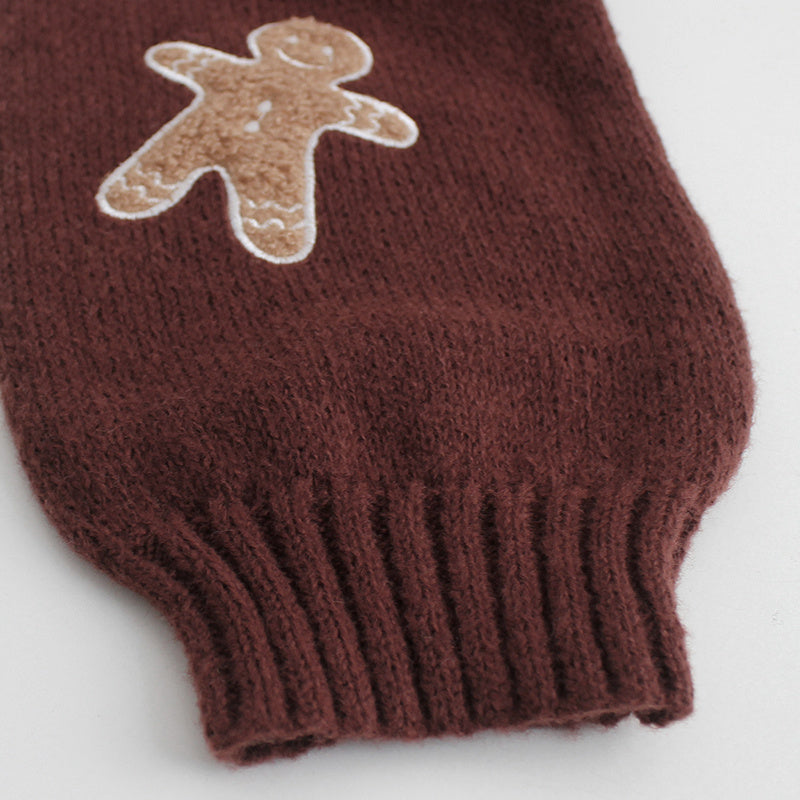 Gilet en tricot Bonhomme en pain d'épices avec poignets côtelés