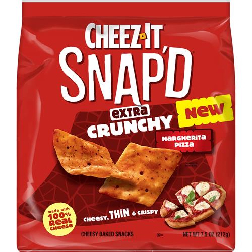 Cheez-It Snap'd Snacks cu fromage cu Margherita Pizza, Chips Mince, Snack pour le déjeuner, Croustillants, 212g (1 sachet)
